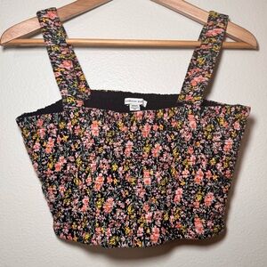 American Eagle Floral Shirred Crop Top Medium